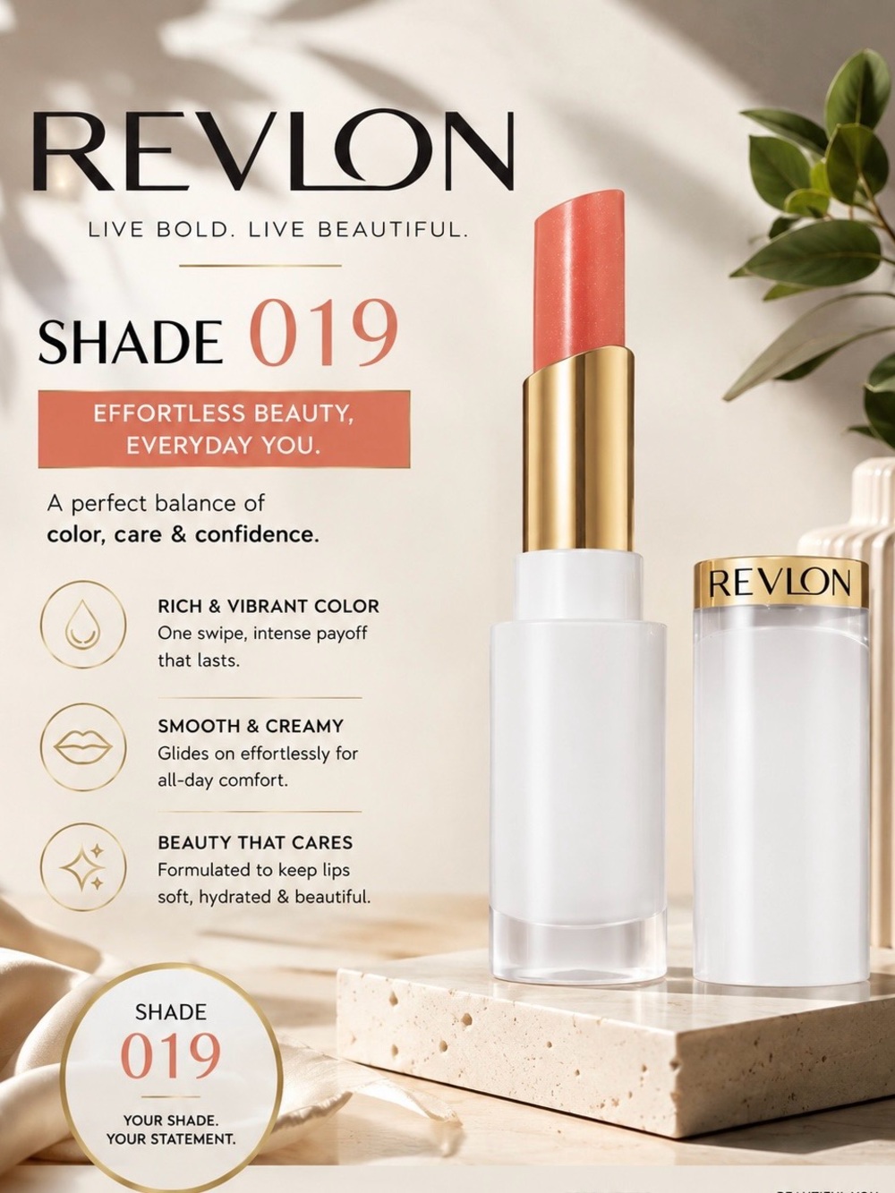 Revlon Lipstick Shade 019 - Coral Peach Pink